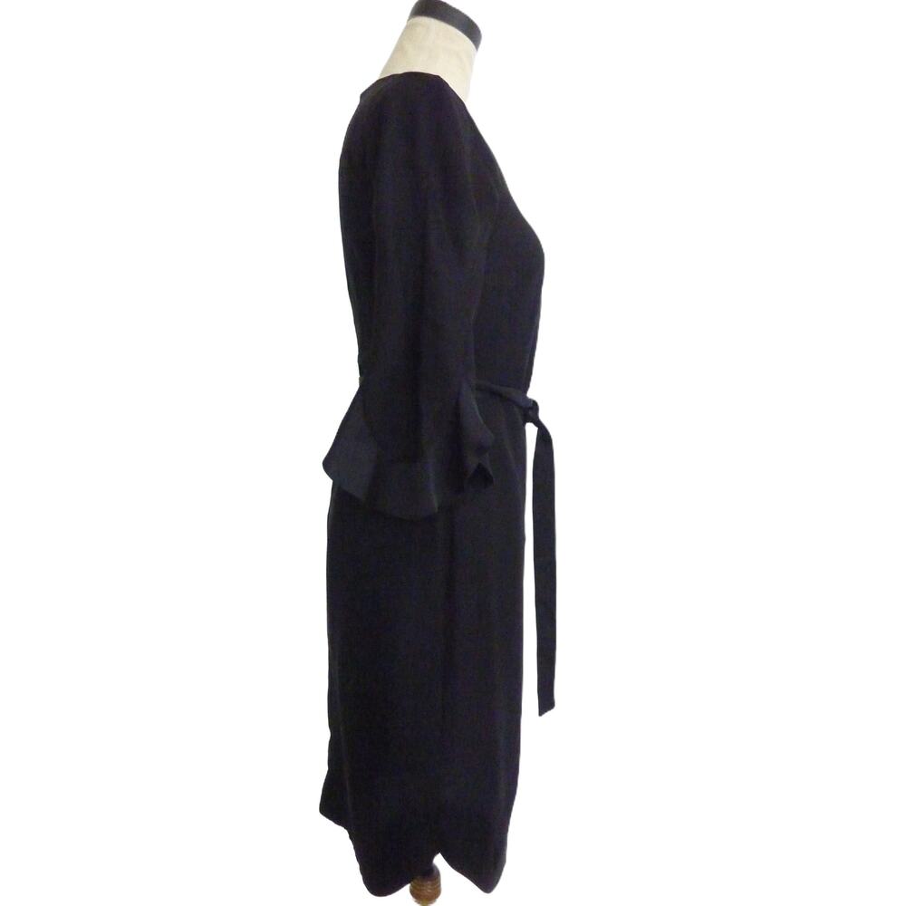 Banana Republic Black Boatneck Dress Ruffle Trim - Picture 2 of 7